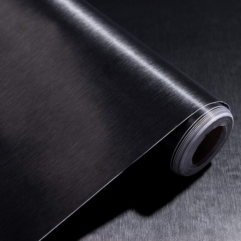 Taogift Self Adhsesive Vinyl Film Black Brushed Metal Stainless Steel Contact Paper for Dishwasher Fridge Refrigerator Stove Appliances Kitchen Cabinets Countertops Walls Backplash 15.7x117 Inches - Image 3